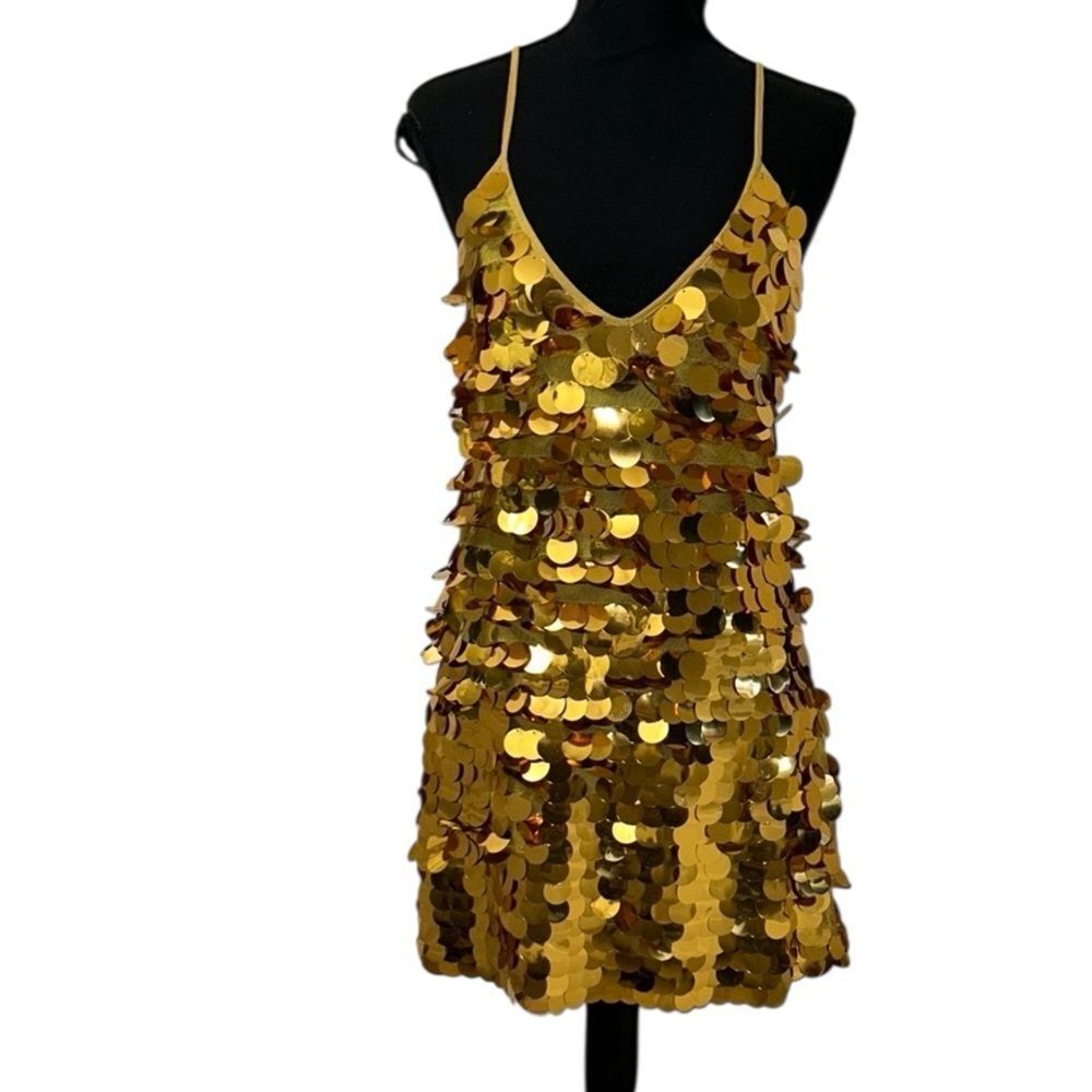 Silence + Noise  Sequin Gold Mini Gold  Dress(Size Medium) - Picture 3 of 6